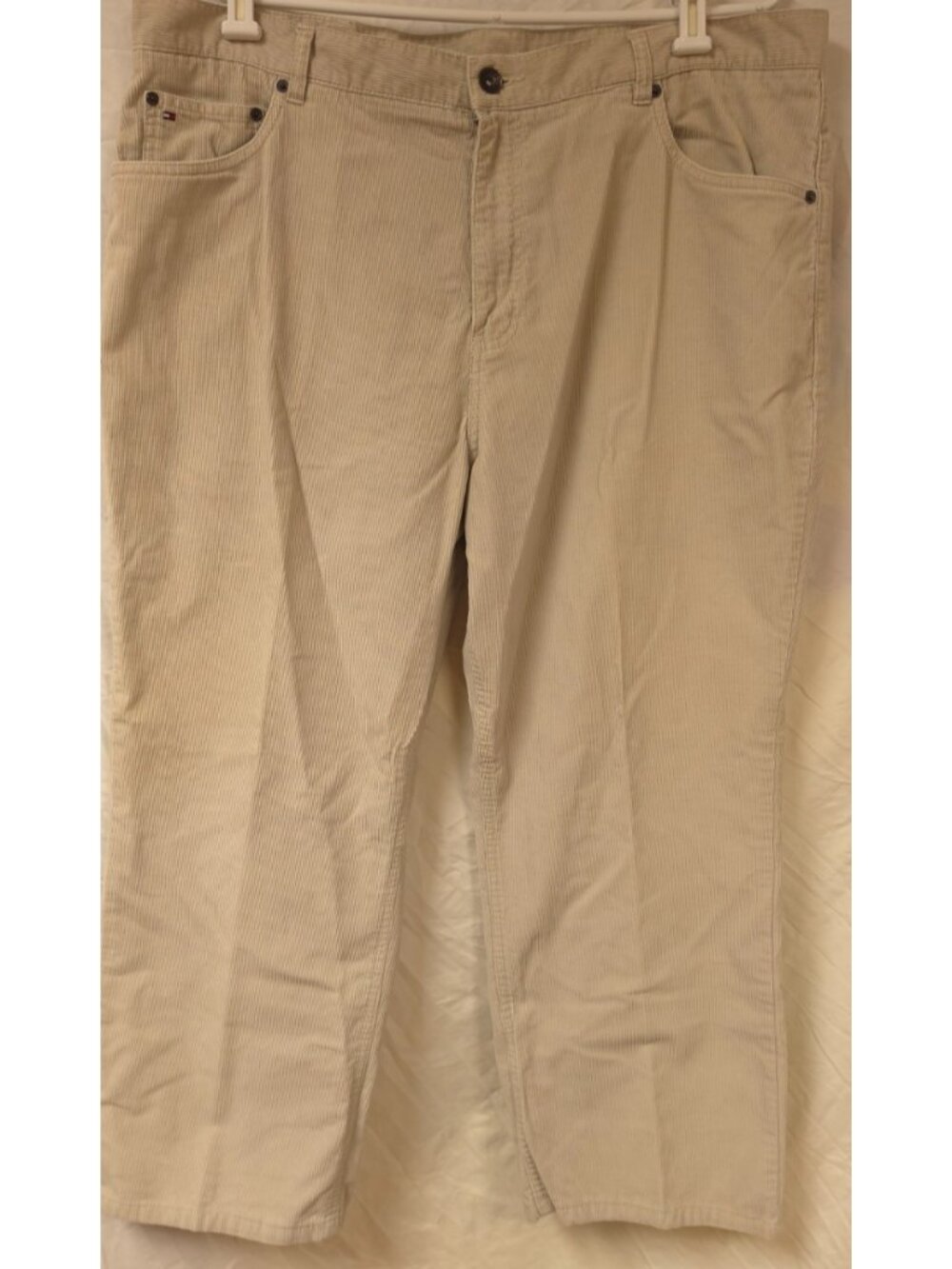 Tommy Hilfiger Mens 40x30 Beige 5 Pocket Corduroy Straight Leg Flag Logo Pants